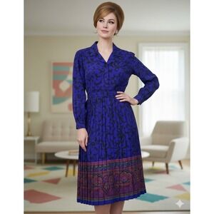 Vintage‎ Schrader Petite Dress Size 6 Colorful Paisley Silky 80s Office Stunner